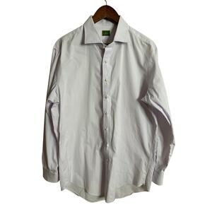 Sid Mashburn Purple Pinstripe Dress Shirt Percale Cotton Mens XL Slim Fit
